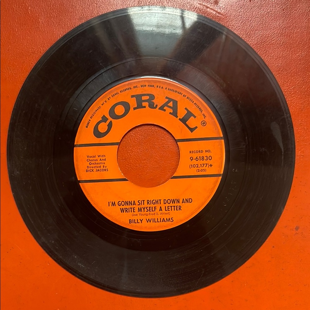 Coral Vinyl Record 45 rpm Billy Williams